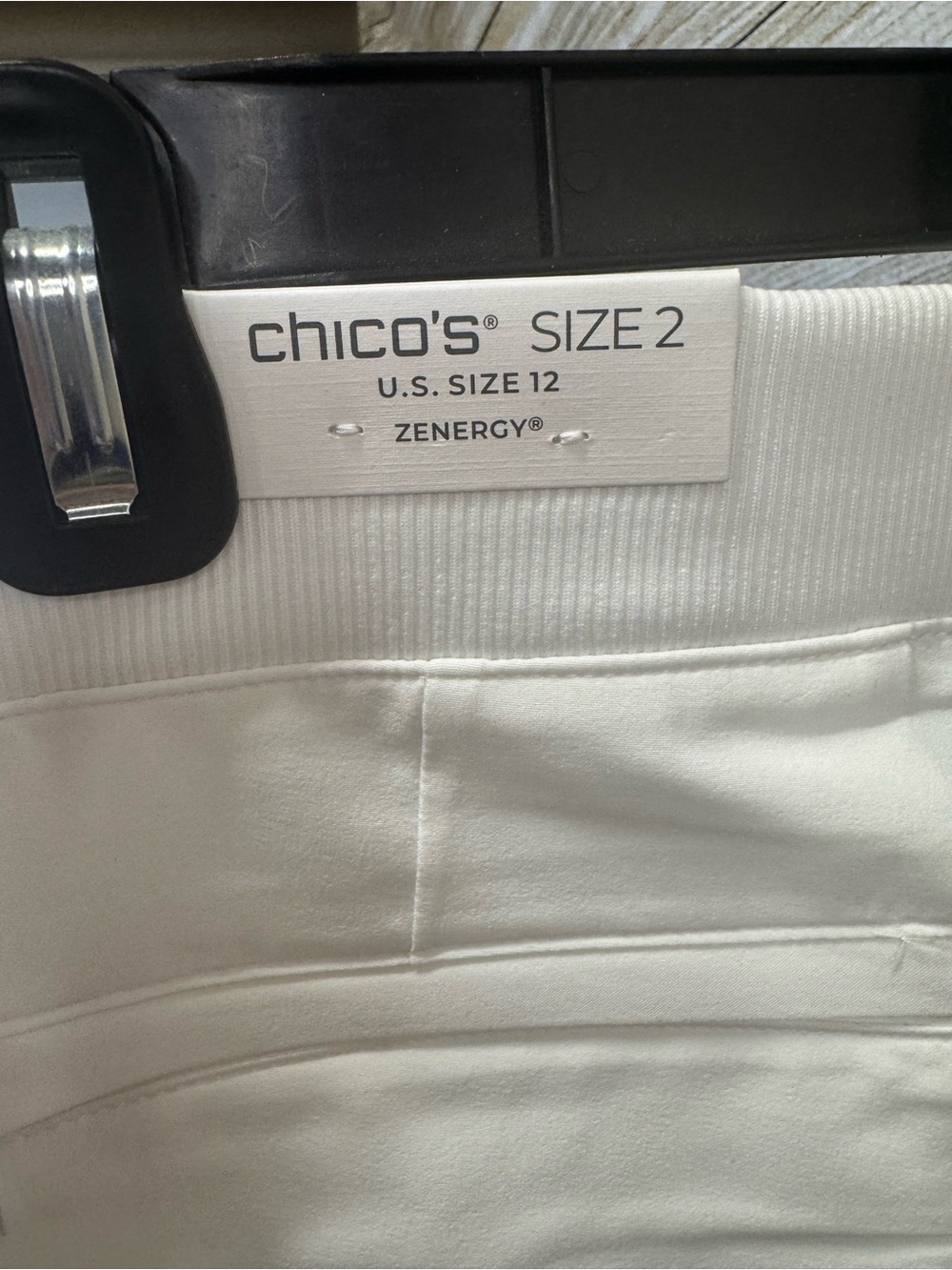 Chico's Women's White Stretch Chinos with Front Zip Pockets - Picture 3 of 10
